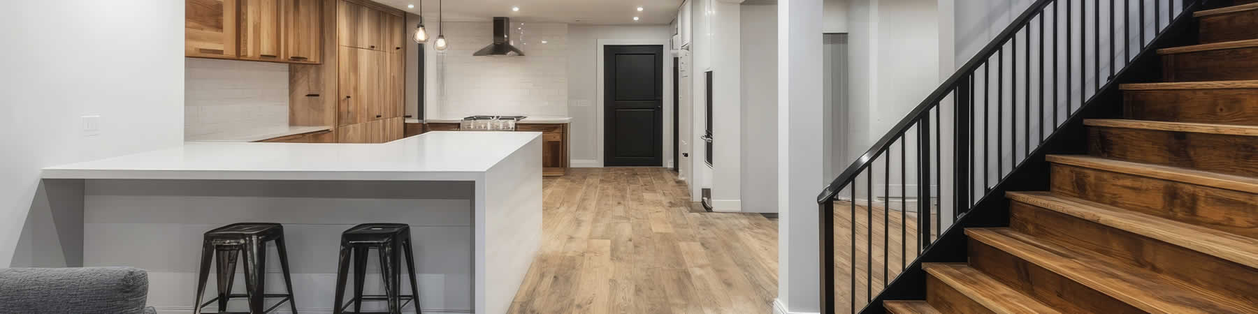 Enjoy the comfort and convenience of a remodeled basement provided by Cornerstone Remodeling.